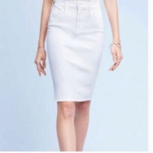 MOTHER "Patchie" Denim Pencil Skirt - Raw Hem - "Glass Shoe" / Off-White 28